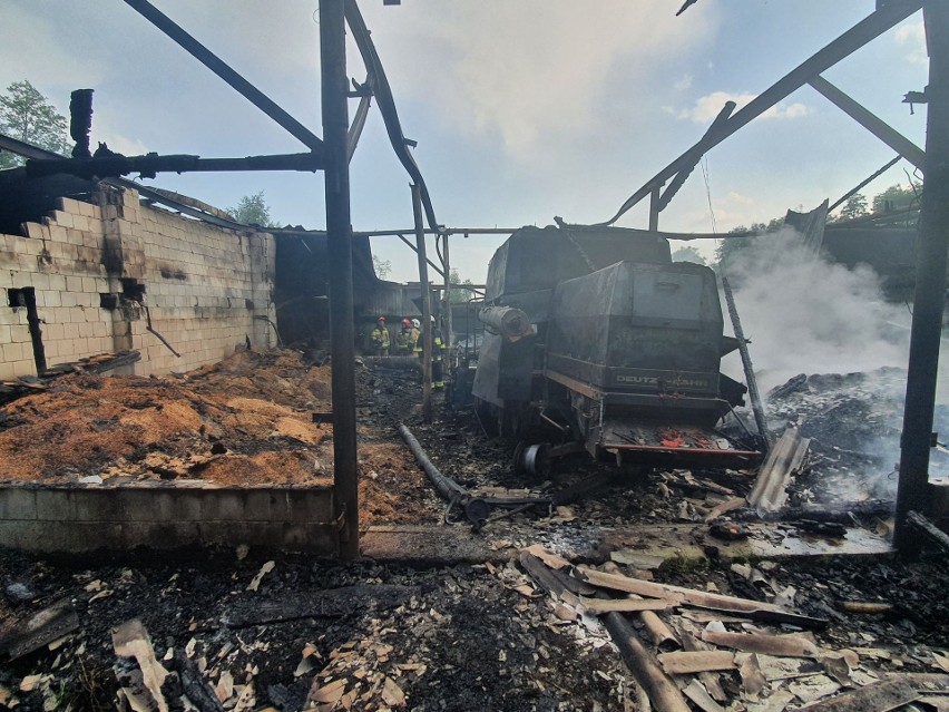Pożar w Dziewiątlach w gminie Iwaniska. Spłonęły płody rolne (ZDJĘCIA)