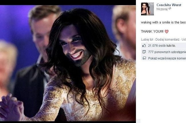 Conchita Wurst (fot. screen z Facebook.com)