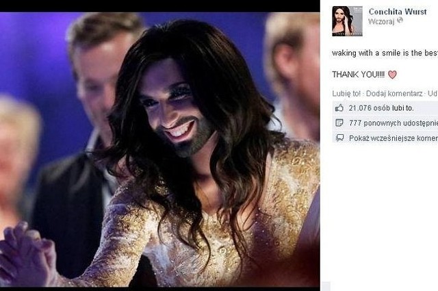 Conchita Wurst (fot. screen z Facebook.com)