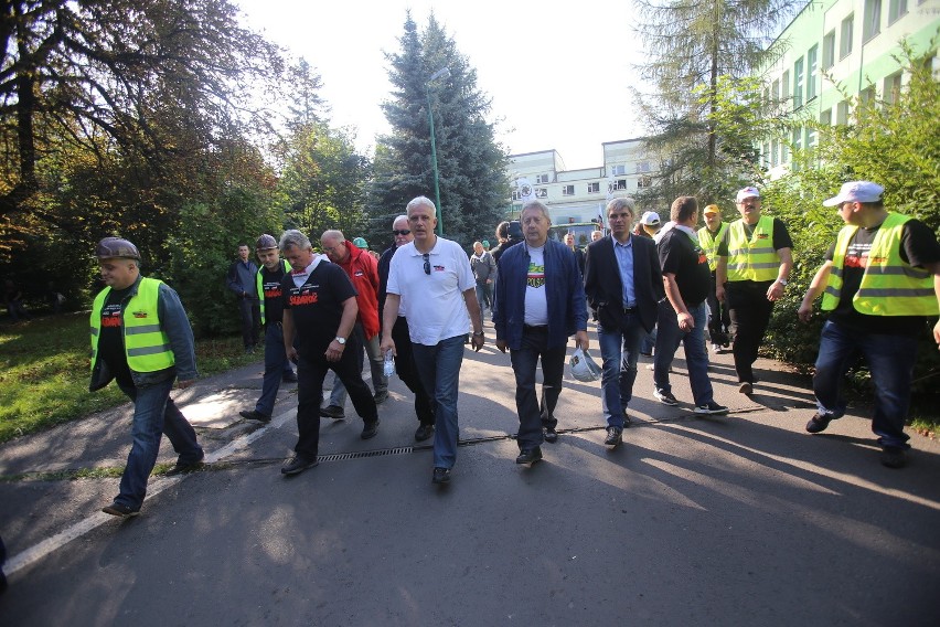 Demonstracja górników w Sosnowcu i Katowicach