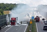 Pożar tira na ekspresowej "siódemce" w Skarżysku. Były gigantyczne korki [WIDEO]