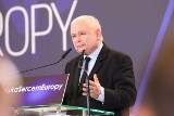 Eurowybory. Jarosław Kaczyński i premier Mateusz Morawiecki na wielkiej konwencji PiS w łódzkim Hotelu Andels