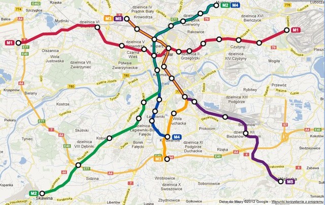 Kraków: propozycja 5 linii metra