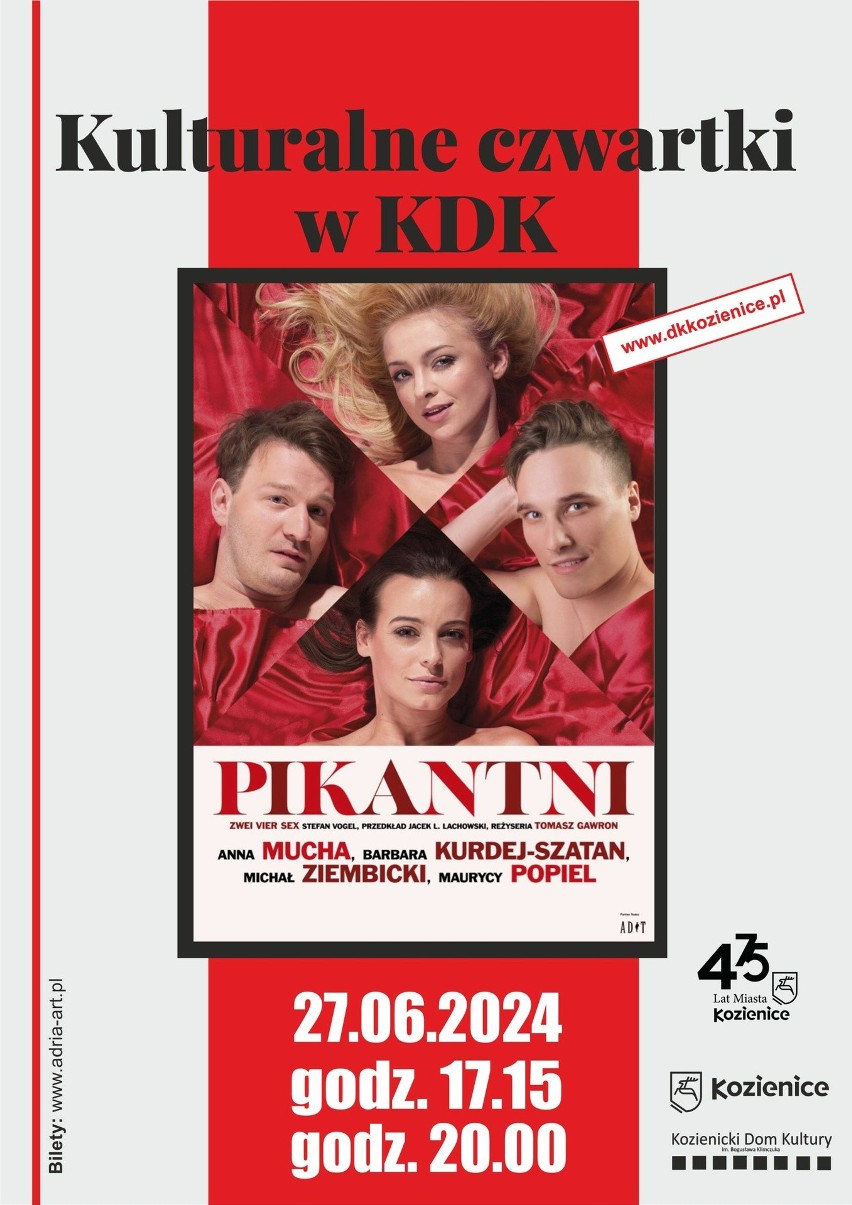 Komedia dla dorosłych „Pikantni” w gwiazdorskiej obsadzie będzie w czerwcu w Kozienickim Domu Kultury 