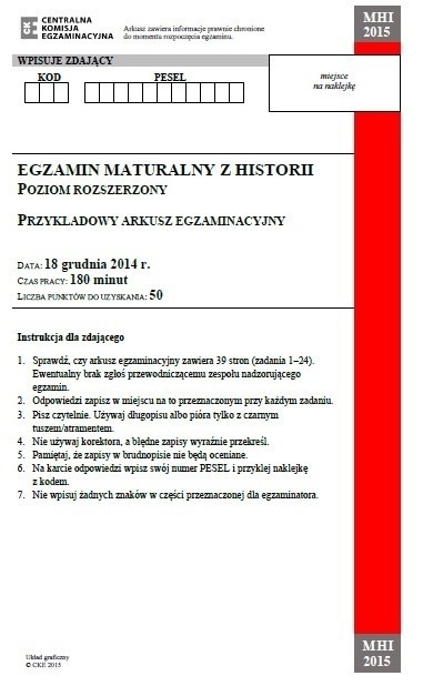 Próbna MATURA 2015 z historii