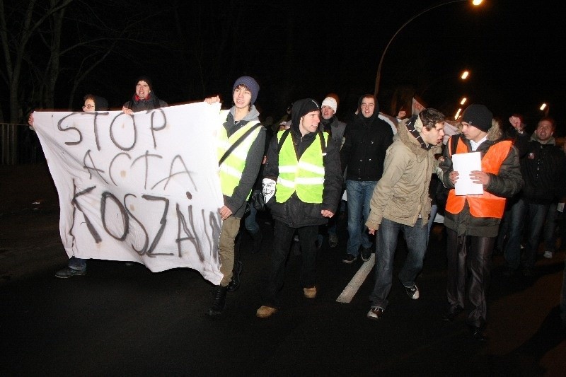 Protest przeciwko ACTA w Koszalinie.