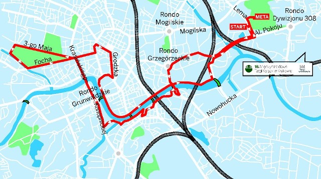 Tak wygląda trasa tegorocznego PZU Półmaratonu Królewskiego, która będzie promować największe atrakcje turystyczne Krakowa