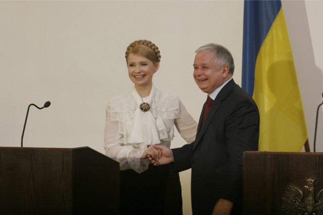 Julia Tymoszenko podczas spotkania ze ś.p. prezydentem Lechem Kaczyńskim