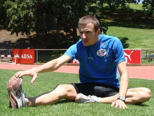 Grzegorz Sudoł podczas treningu w trzydziestostopniowym upale.