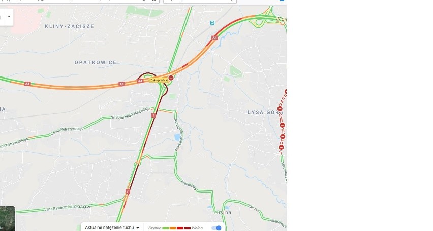 Tworzą się duże korki na zakopiance i A4. Rozpoczął się kolejny etap remontu wiaduktu nad autostradą