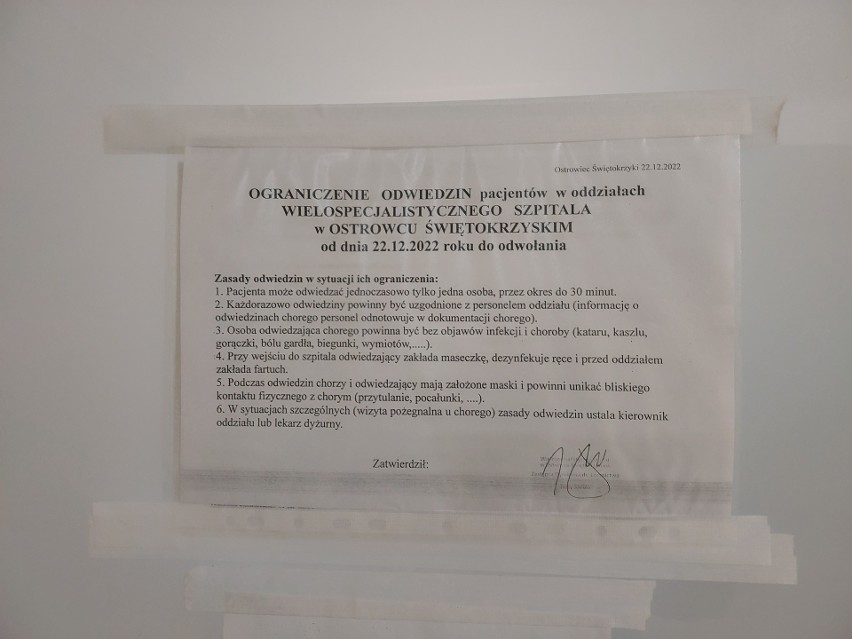 Ograniczenia odwiedzin w Wielospecjalistycznym Szpitalu w Ostrowcu Świętokrzyskim. Powodem infekcje wirusowe 