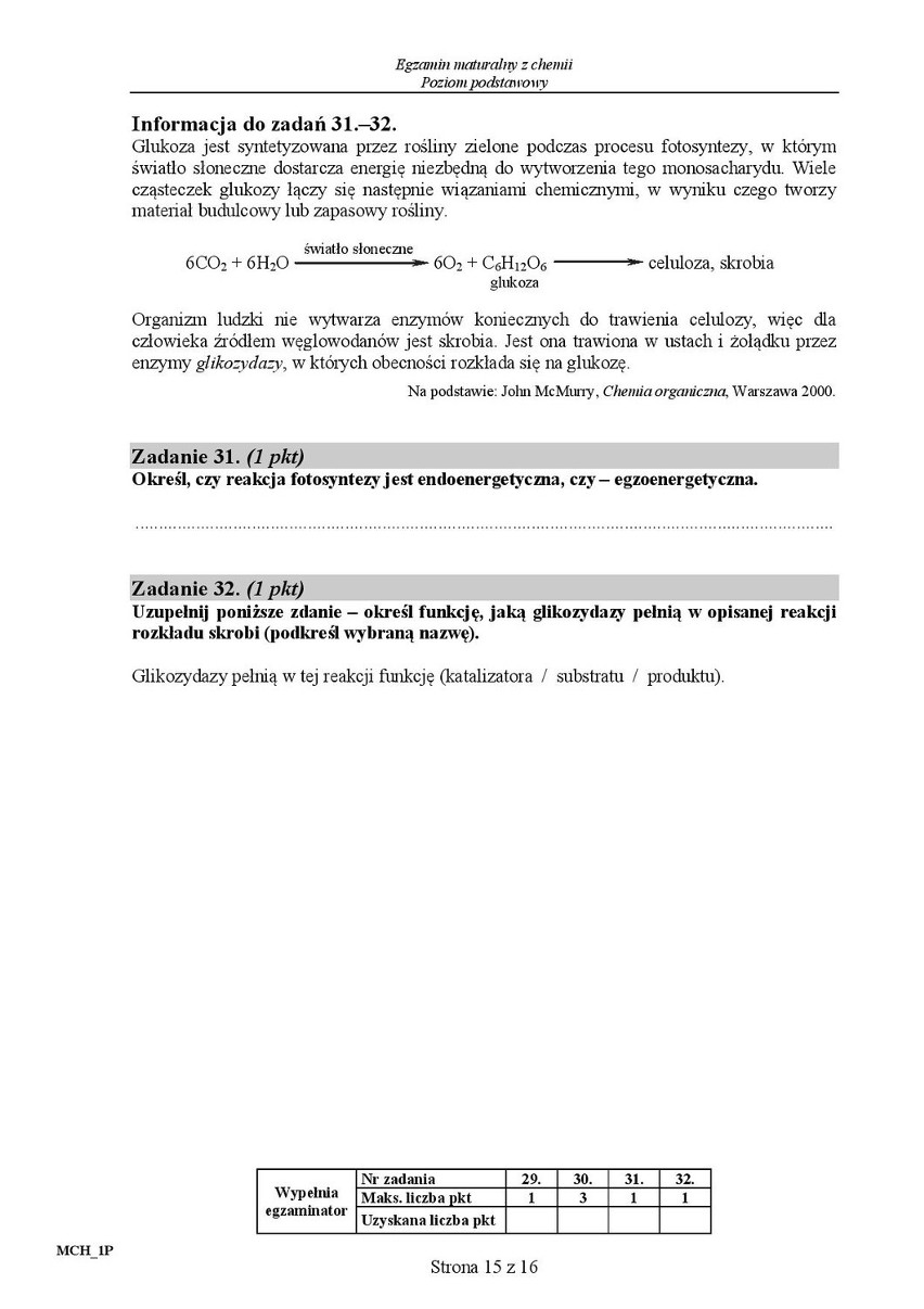 Stara matura 2016: Chemia podstawowa [ODPOWIEDZI, ARKUSZ...