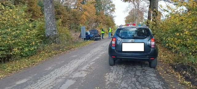 Wypadek w okolicy Łojewa. Auto uderzyło w drzewo. Kobieta w szpitalu