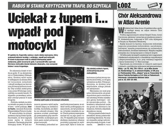 Uciekał z łupem i... wpadł pod motocykl