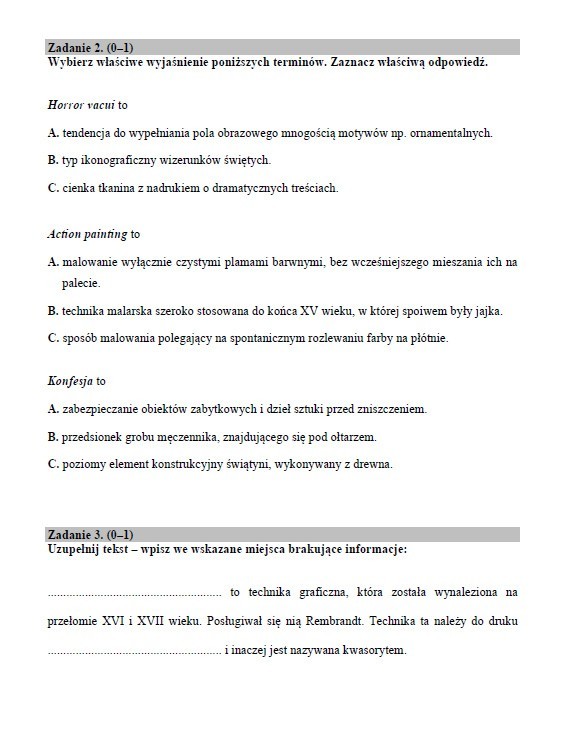 Matura próbna 2020 historia sztuki. Arkusz CKE. Jakie pytania na maturze online z historii sztuki na p. rozserzonym 3.04.2020? Kiedy wyniki?