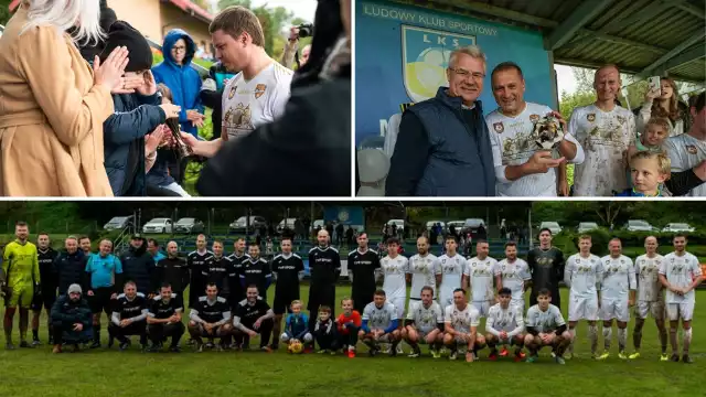 Drużyna gwiazd LKS Tiger Hearts Mogilany (jasne stroje) zagrała z piłkarską reprezentacją TVP. Mecz był okazją do zbiórki na rzecz 9-letniego chłopca zmagającego się z chorobą