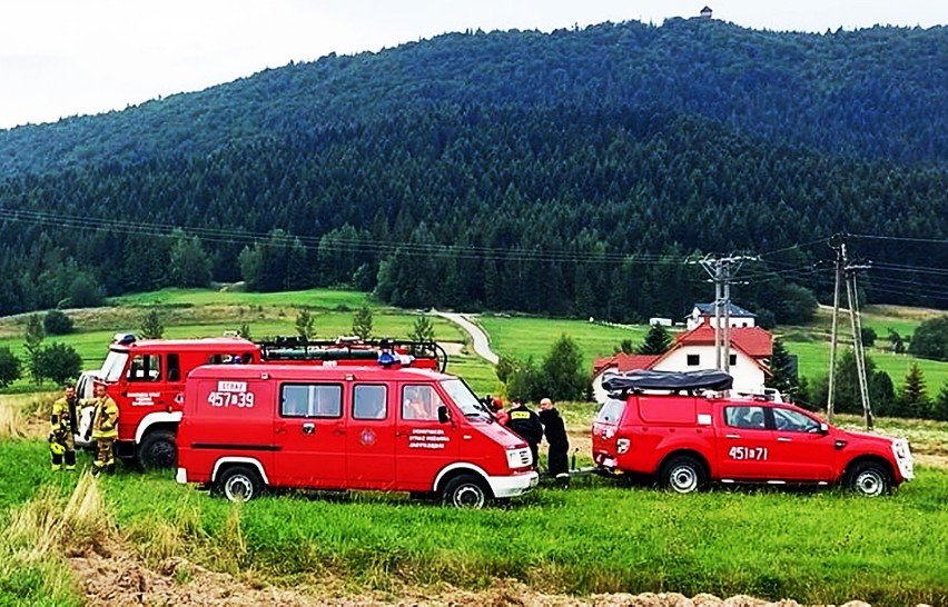 Poszukiwania zaginionego w górskim lesie Beskidu Wyspowego. Strażacy w akcji