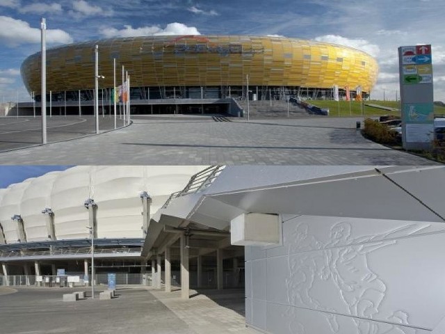 U góry PGE Arena Gdańsk, na dole Stadion Miejski Poznań