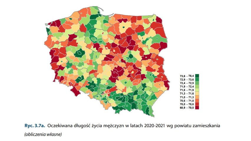 Mapka pochodzi z raportu "Sytuacja zdrowotna ludności Polski...