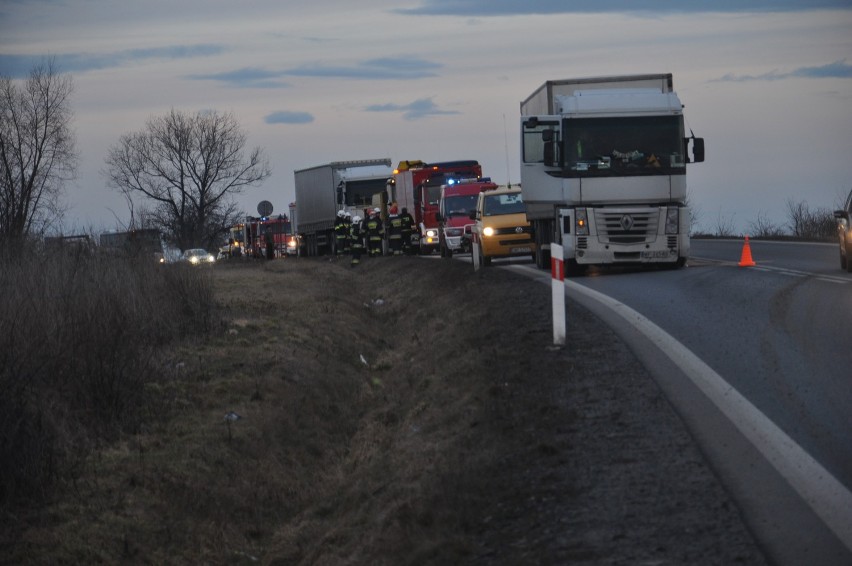 Wypadek pod Osiekiem. Zderzyły się dwa tiry i auto osobowe (ZDJĘCIA)