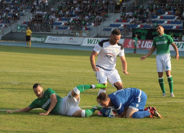 Fragment meczu, Radomiak - Bełchatów, który rozegrany został w sierpniu tego roku w Radomiu i zakończył się wynikiem 1:1.