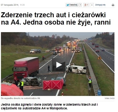 O wypadku na A4 w Chrzanowie jako pierwszy poinformował...