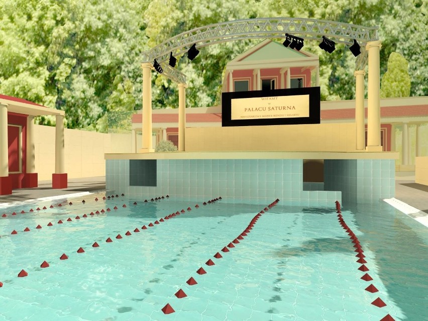 Wizualizacja nowego basenu zewnętrznego, dodatkowego budynku...