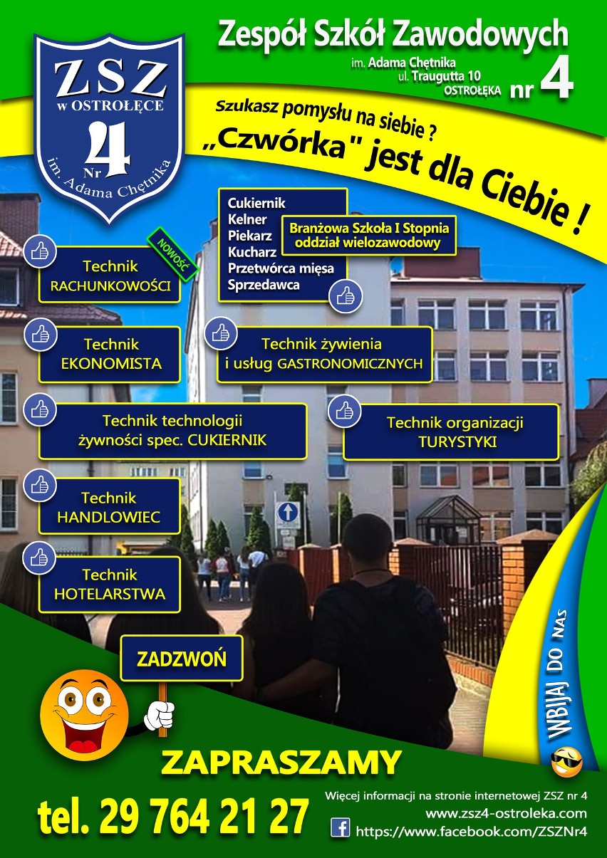 Rekrutacja w Zespole Szkół Zawodowych Nr 4 im. Adama Chętnika w Ostrołęce. Wbijaj do nas!