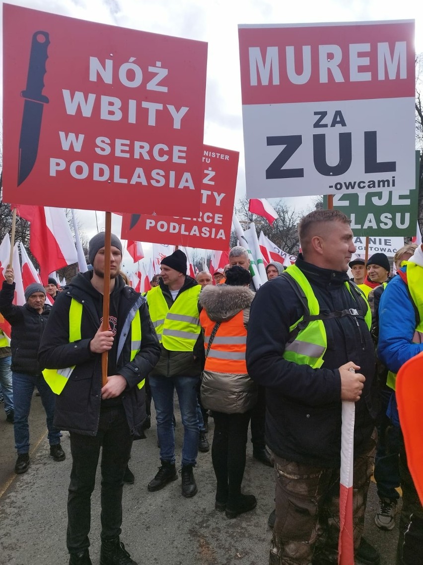 Podlascy rolnicy na proteście w Warszawie.