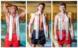 Kandydaci do tytułu Mister Supranational 2019 w kąpielówkach na basenie w Jaworzu. Finał konkursu już 7 grudnia w Katowicach