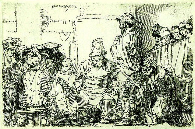 "Jezus jako dziecko pomiędzy uczonymi w piśmie&#8221; Rembrandta van Rijn z 1654 roku