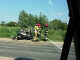 Wypadek w Wołczkowie. Dachowało auto, jedna osoba ranna