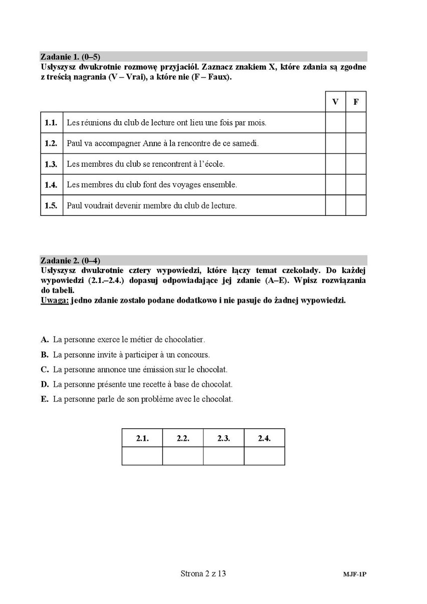 Matura 2015 FRANCUSKI [ODPOWIEDZI, ARKUSZE CKE]