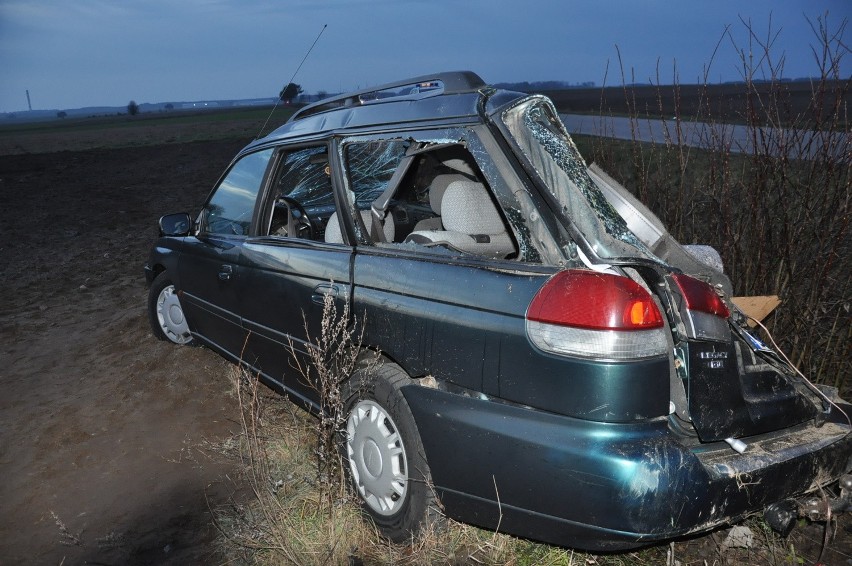 Dachowanie Subaru na trasie Siemiatycze - Boratyniec Lacki