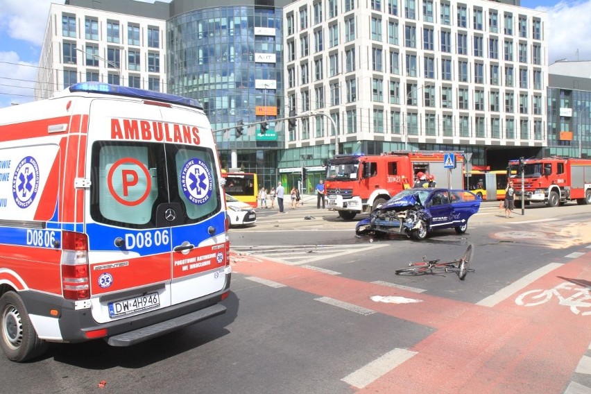 Wypadek przy Wroclavii. Osiem osób rannych, w tym dwie ciężko