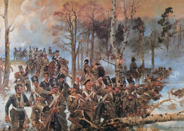 Bitwa o Olszynkę Grochowską według obrazu Wojciecha Kossaka