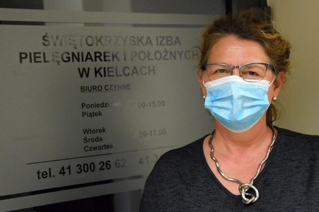 Ewa Mikołajczyk, przewodnicząca Świętokrzyskiej Izby Pielęgniarek i Położnych w Kielcach.