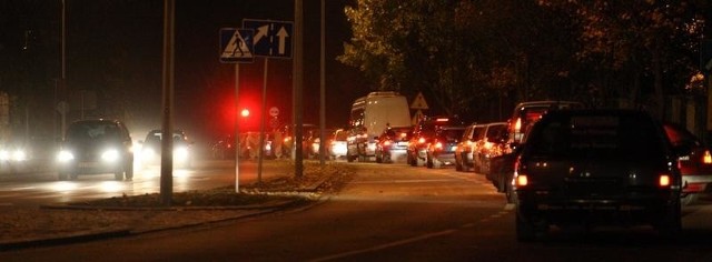 Wczorajszy korek na ulicy Westerplatte około godziny 17. 