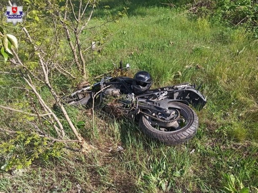 Wypadek motocyklisty w gm. Cyców. 20-latek jest w szpitalu