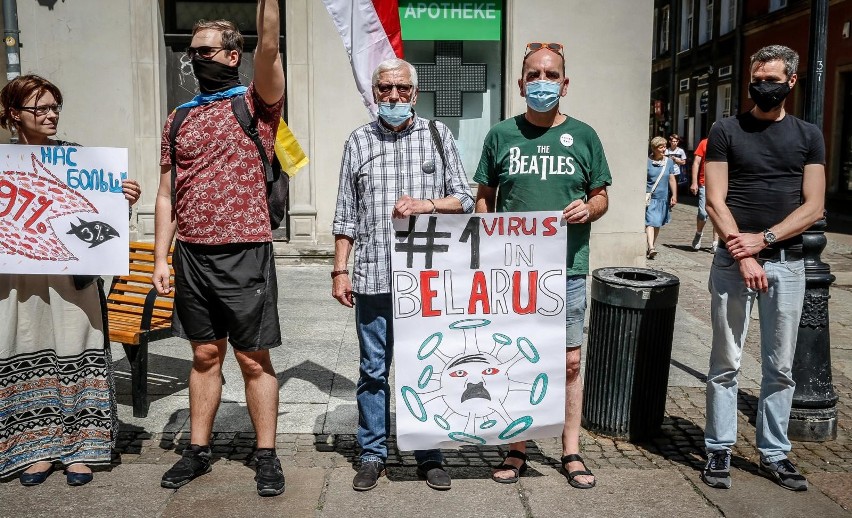 Akcja solidarności z zatrzymanymi na Białorusi aktywistami. Demonstracja w Gdańsku 18.07.2020