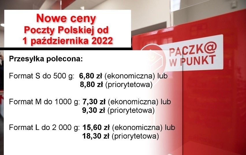 Od 1 października Poczta Polska wprowadza nowy, wyższy...