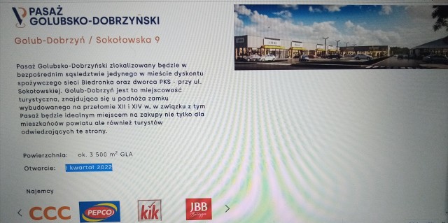 Na stronie firmy TUF RE pojawiła się informacja o planach budowy Pasażu Golubsko-Dobrzyńskiego