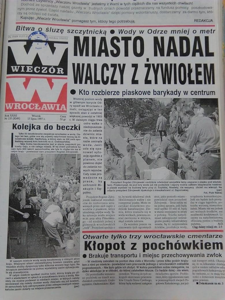 Powódź we Wrocławiu. Tak wyglądała stolica Dolnego Śląska 14 lipca 1997 r.