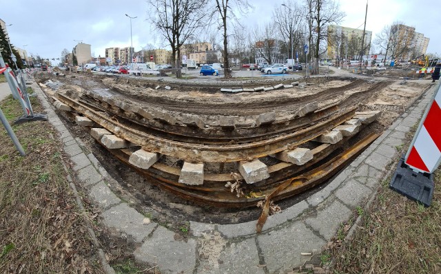 Tor tramwajowy odkopany na ylicy Grudziądzkiej