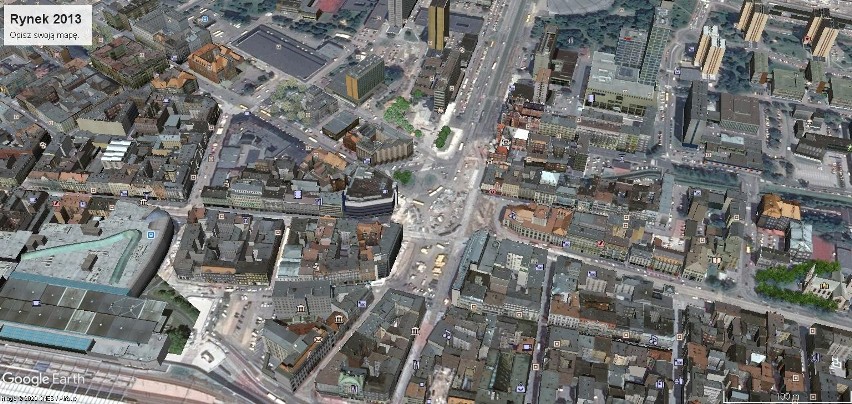 Rynek w Katowicach na zdjęciach Google Earth