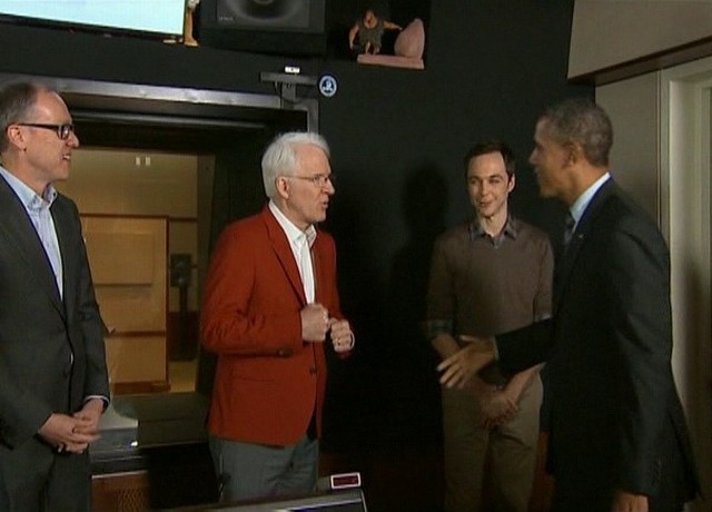 Aktor Steve Martin przywitał Baracka Obamę.