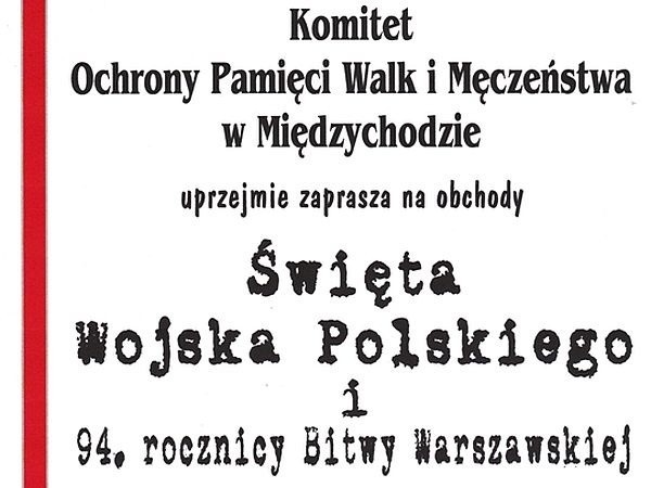 W piątek, 15 sierpnia, w Międzychodzie odbędą się obchody Święta Wojska Polskiego i 94. Rocznicy Bitwy Warszawskiej.