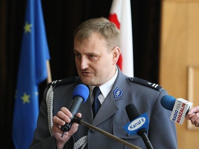 Komendant miejski policji w Słupsku insp. Andrzej Szaniawski.