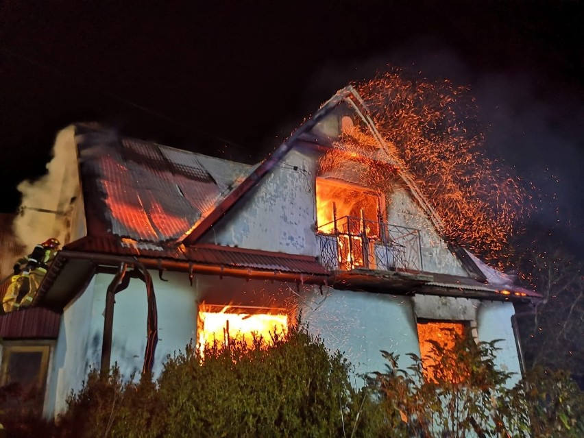 Pożar domu w Zawadce