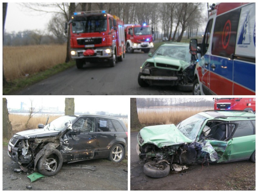 Wypadek na trasie Kruszwica - Szarlej. Trzy osoby zostały ranne, w tym dziecko [zdjęcia]